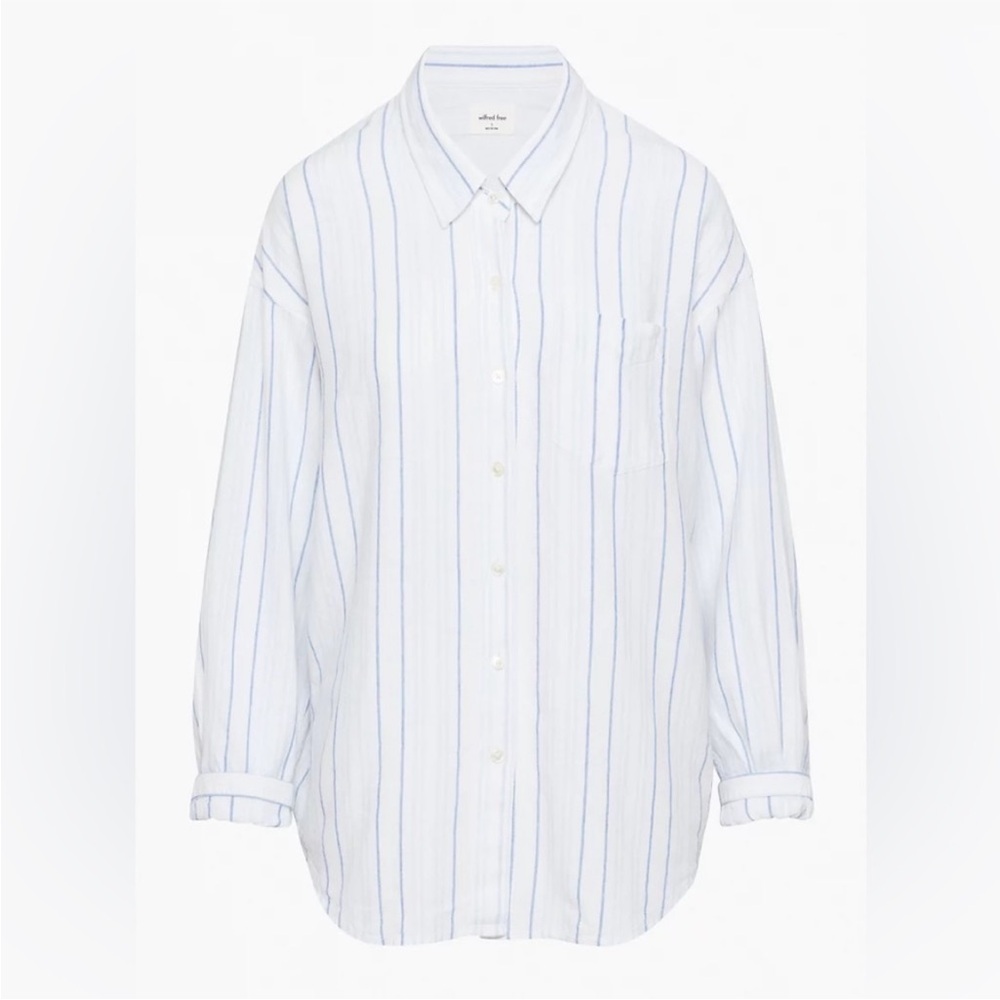 Aritzia Wilfred Free NWT linen blend relaxed striped shirt size small SOLD OUT